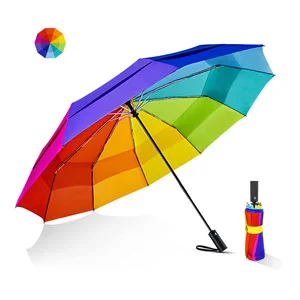 Paraguas de golf grande a prueba de viento - Paraguas de viaje plegable de gran tamaño de 54 pulgadas de doble capa 10 varillas Paraguas compacto de apertura automática para lluvia Mujeres